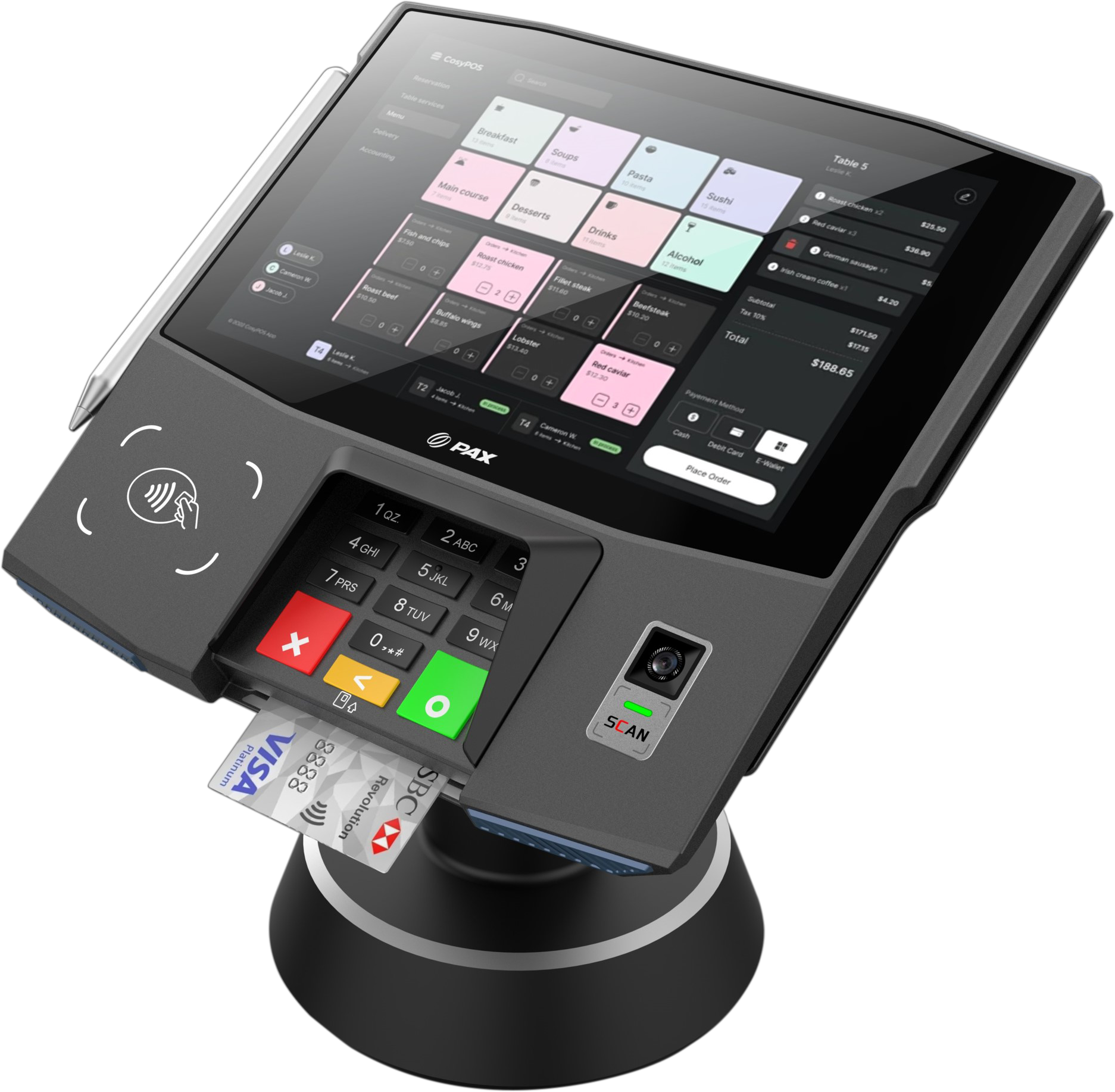 PAX countertop POS with PIN pad and scanner